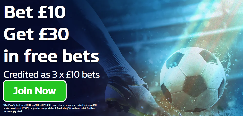 William Hill free bet with UK promo code R30 - Bet £10 get £30